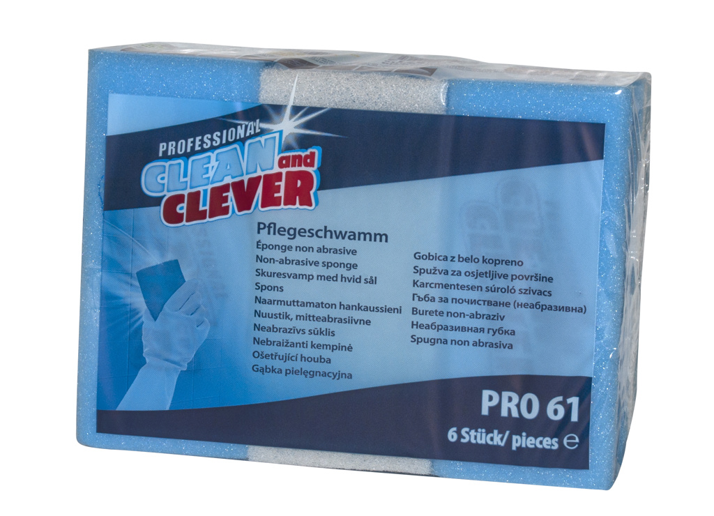 SCHUURSPONS C&C BLAUW-WIT 6ST KRASVRIJ