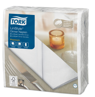 TORK SERVET LINSTYLE WIT 1/8 39*39CM 12*50ST