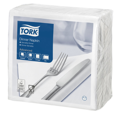 TORK DINNERSERVET WIT 39*39CM 12*150ST