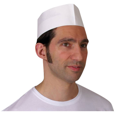 TOQUE BLANCHE BORD BLEU 100PCS