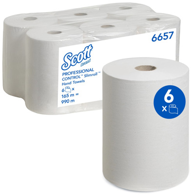 SCOTT SLIMROLL ESSUIES-MAINS BLANC 1PLI C6657