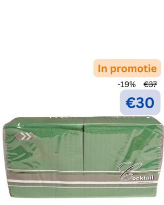 SERVIETTES 25*25 VERT FONCEES 2PLIS 9*200P