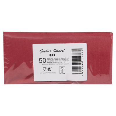 SERVETTEN 40*40 BORDEAUX 1/8V 2L 20*100ST